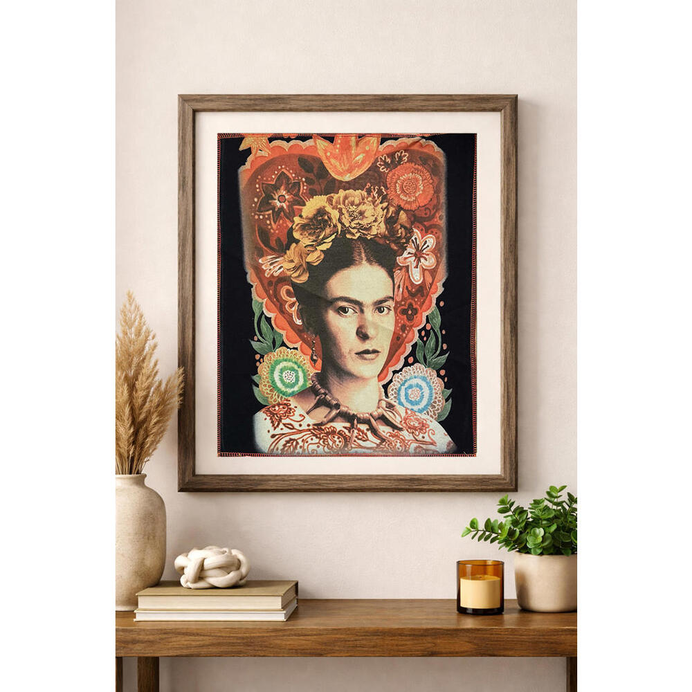 two face threads frida kahlo biggie patch‎ custom wall art decor upcycled 13x16